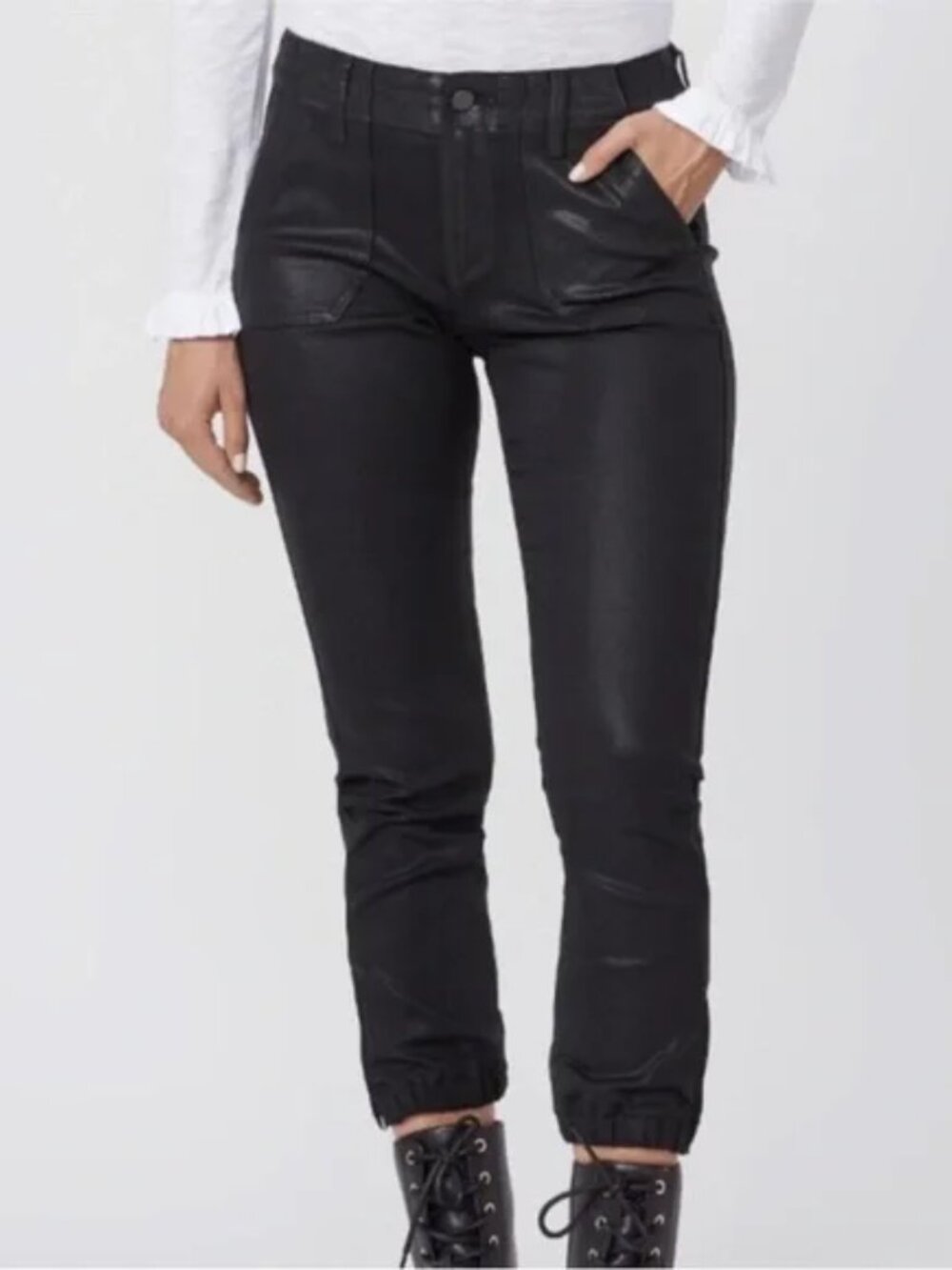 Paige Mayslie Mid-Rise Coated Joggers